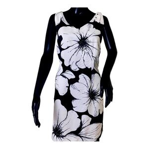 Talbots Black and White Floral Print Dress Sz 6